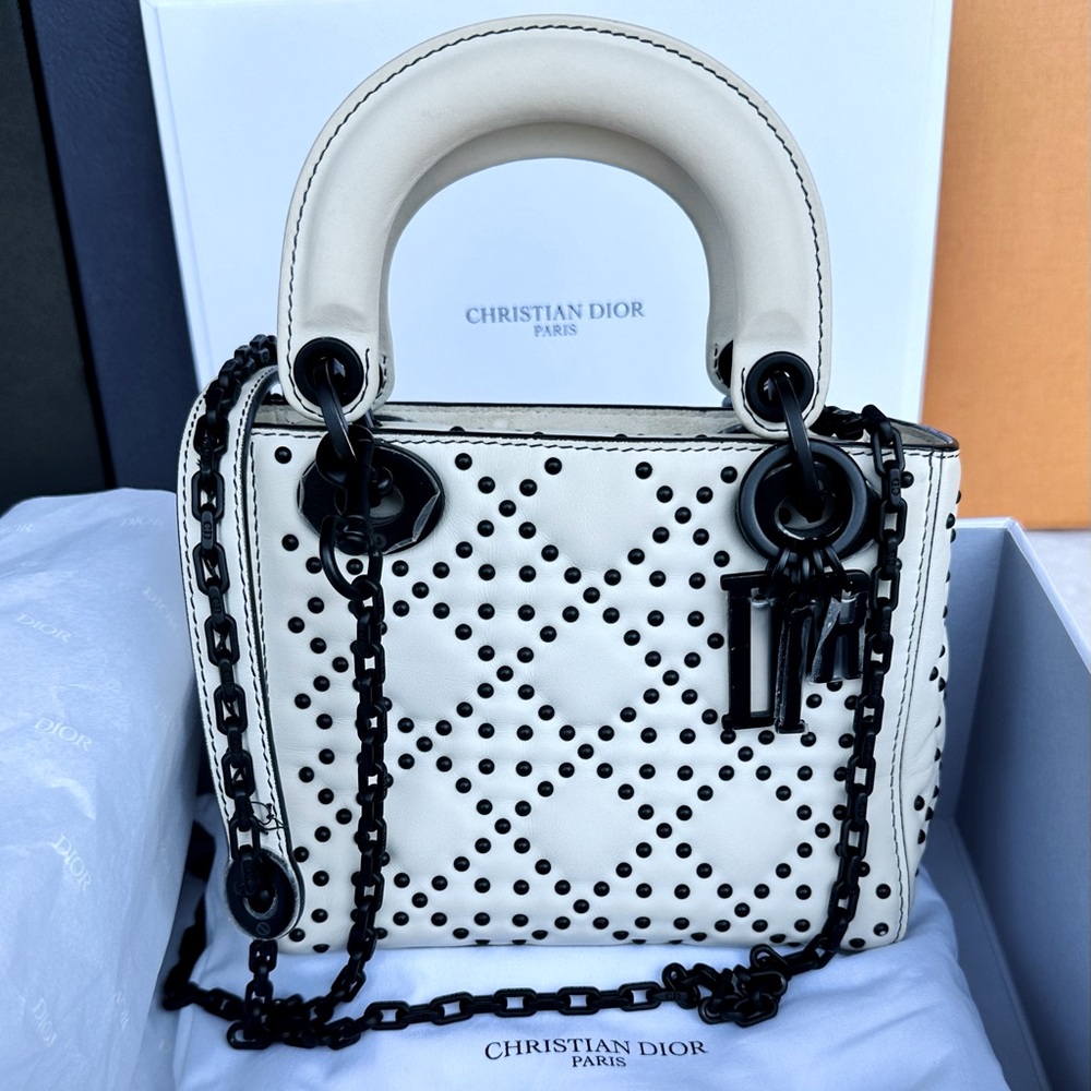 Christian Dior MiNi Lady Dior Chain Strap Cannage Studded Calfskin Bag
